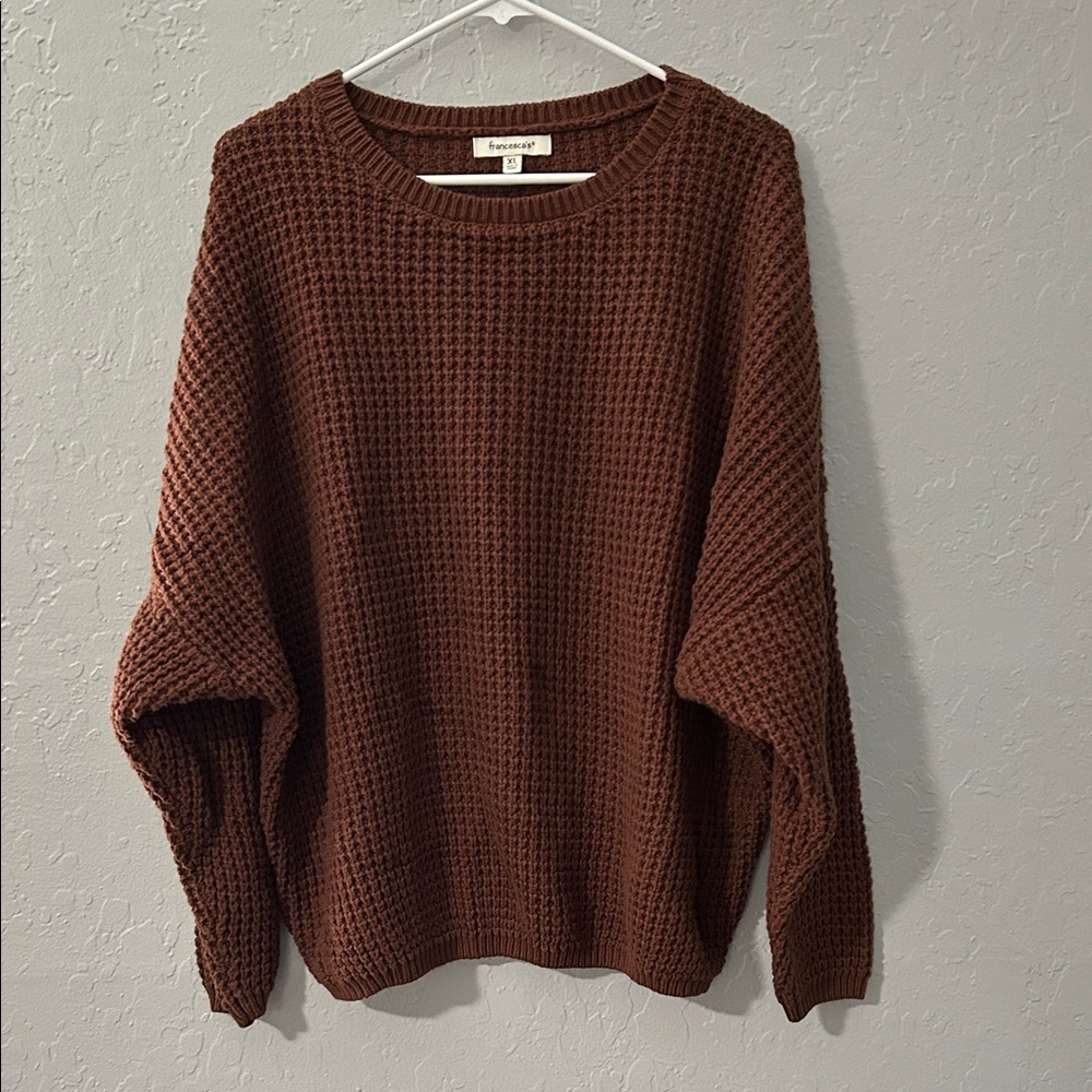 Francesca’s Brown Waffle Knit Sweater - Never Worn